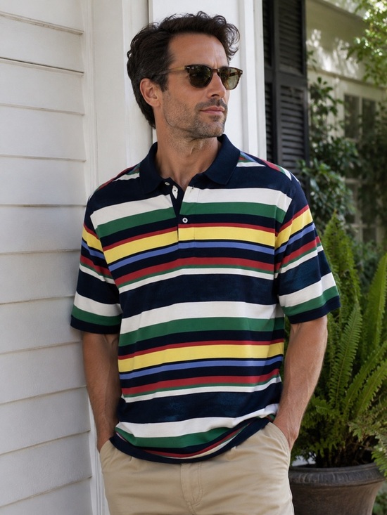 Daniel Cremieux Other - Vintage Daniel Cremieux Coastal Luxe Multicolor Stripe Polo | Men’s Shirt L